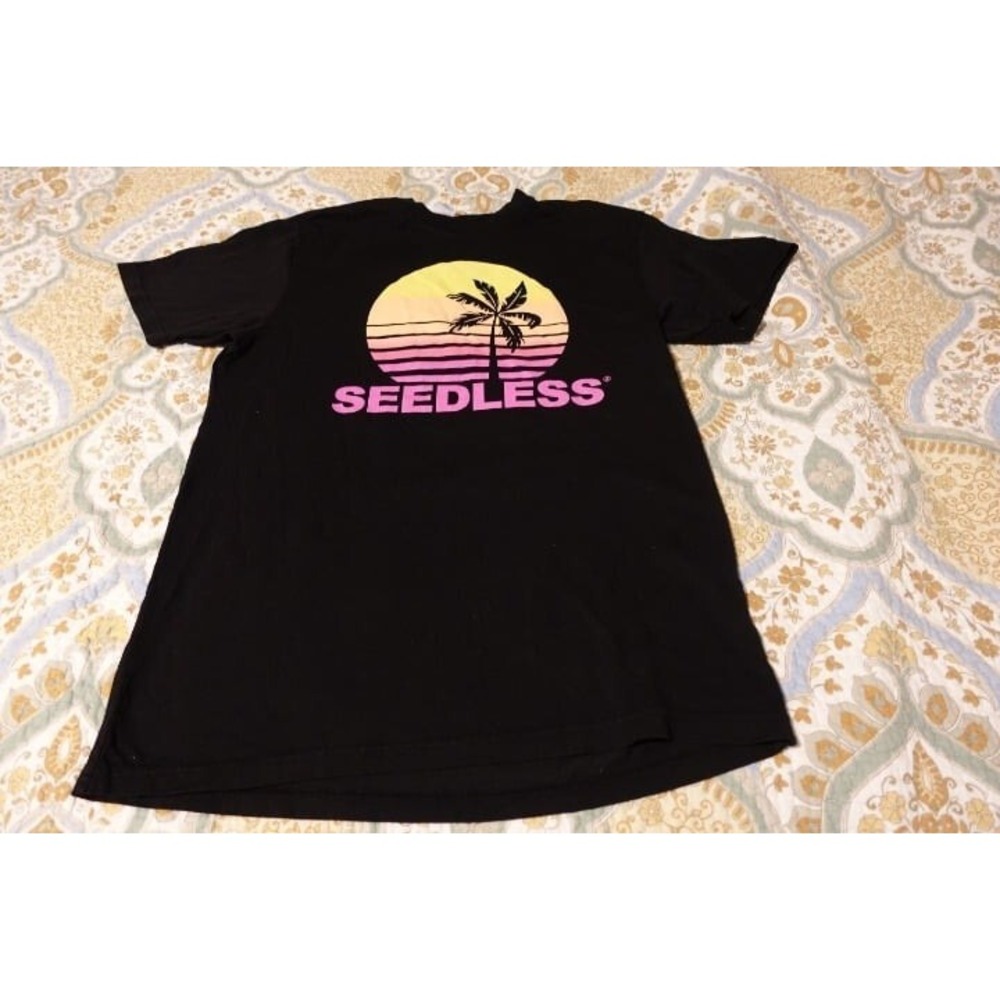 Seedless Black Palm Tree Sunset Graphic T‎ Shirt Men's Size Medium